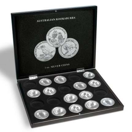 Presentation case for 20 Kookaburra silver сoins in capsules, black