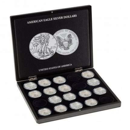 Presentation case for 20 American Eagle silver сoins in capsules, black