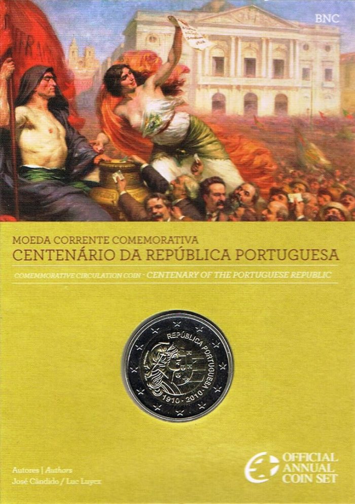 2 euros 2010. Portugal. 100 años de la República portuguesa BU - Imagen 1