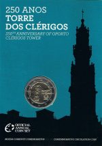 2 euros 2013. Portugal. 250 años de la iglesia de los clérigos BU