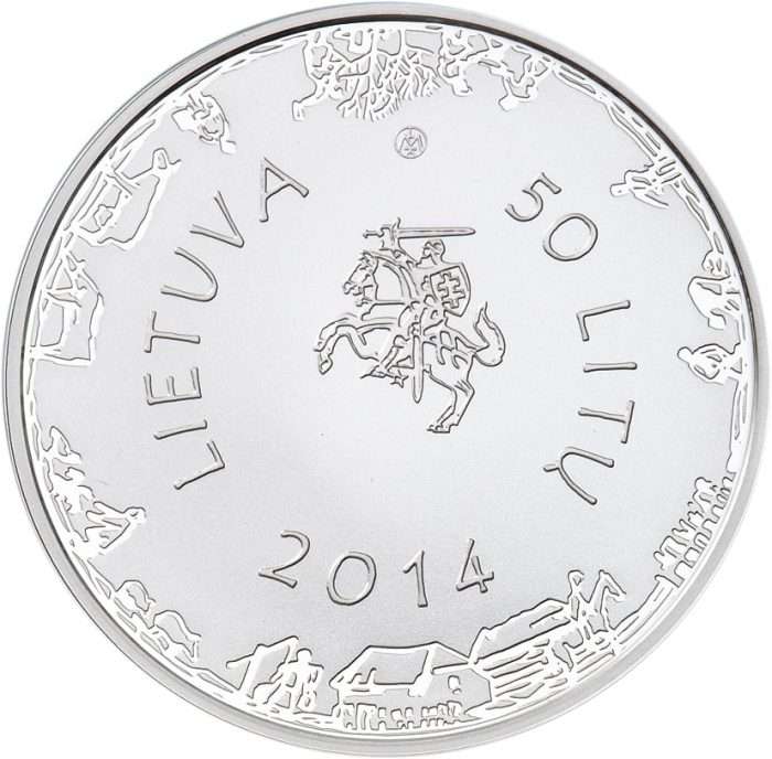 Lituania de Plata 2014 50 litas - 300 aniversario del nacimiento del poeta K. Donelaitis - Imagen 2