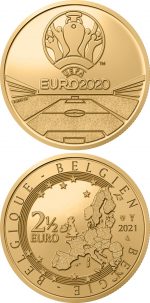 2.5 евро Бельгия 2021г. ЕВРО футбол 2020 BU — изображение 3