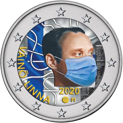 Цветная монета 2 евро 2020 года Финляндия - 100-летие со дня рождения Вяйне Линны