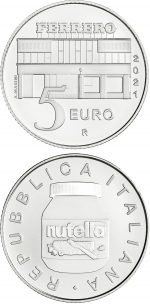 Argento Italia 2021 5 euro. Pasta di NUTELLA (set) - immagine 4