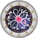 Цветная монета 2 евро 2020 года Кипр - 30 лет институту неврологии и генетики