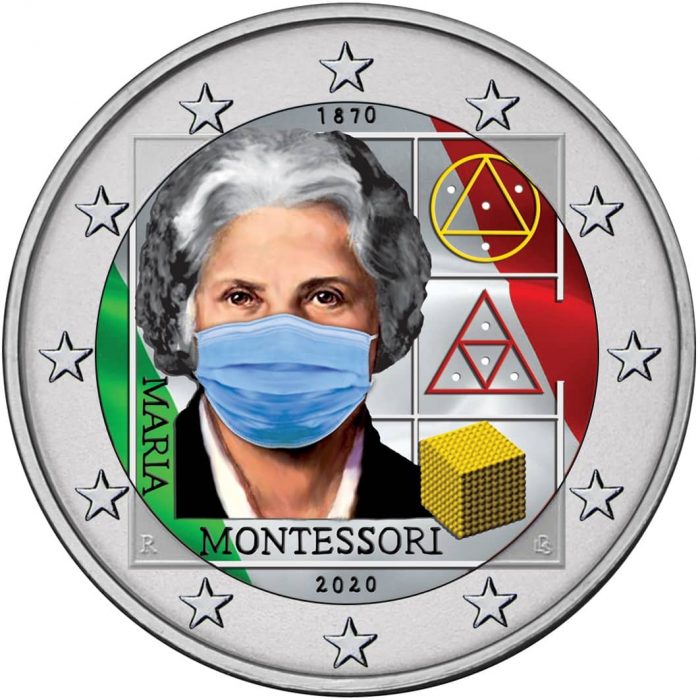 Монтессори цветная Moneta a colori 2 euro 2020 Italia-150 ° anniversario della nascita di Maria Montessori - immagine 1