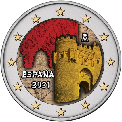 Цветная монета 2 евро 2021 года Испания - Исторический город Толедо