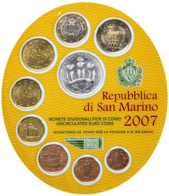 Bank Set Euro 2007 San Marino BU + Silver 5 Euro - Image 3
