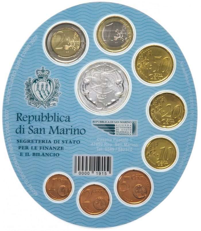 Bank Set Euro 2007 San Marino BU + Silver 5 Euro - Image 4