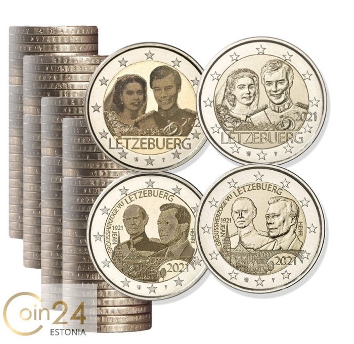 Люкс роллы2 Rollo en envases de plástico Luxemburgo 2021 - 4 rollos de 25 monedas - Imagen 1