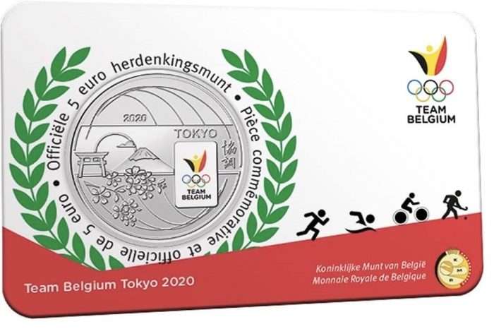 5 Euro Bélgica Juegos Olímpicos de Tokio 2021 - Moneda Nacional de Color Bélgica - Imagen 1