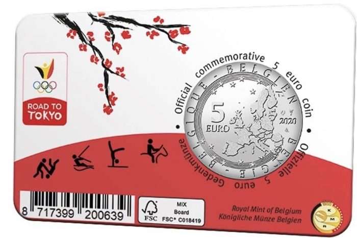 5 Euro Bélgica Juegos Olímpicos de Tokio 2021 - Moneda Nacional de Color Bélgica - Imagen 2
