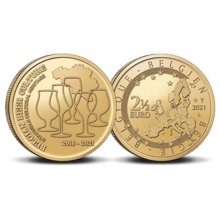 Банковский набор евро 2021 Бельгия BU + 2,5 евро "УЕФА 2020" + 2,5 евро "5 лет нематериального наследия бельгийской пивной культуры" — изображение 3