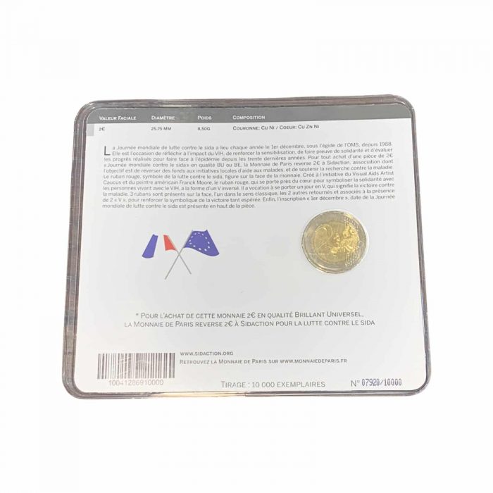 Coloreado 2 euros 2014 Francia - Día Mundial del SIDA BU - Imagen 2