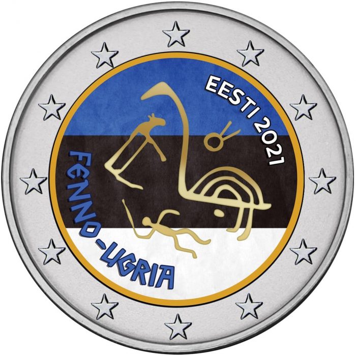 Эстония финоугры цвет Цветная монета 2 евро 2021 года Эстония - Финно-угорские народы — изображение 1
