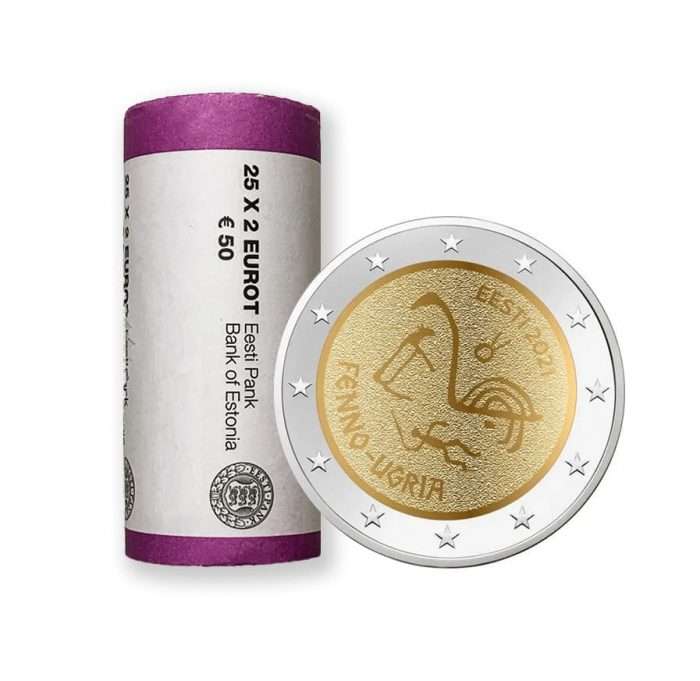 Rollo 2 euros Estonia 2021 - Pueblos Finno-Ugric - Imagen 1