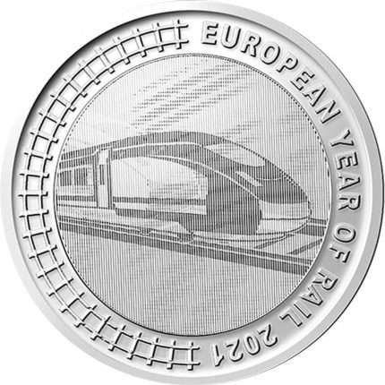 5 евро Бельгия 2021 - Европейский год железных дорог