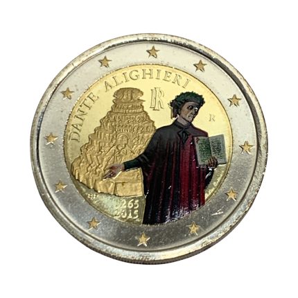 Цветная монета 2 евро 2015 года Италия - Данте Алигьери