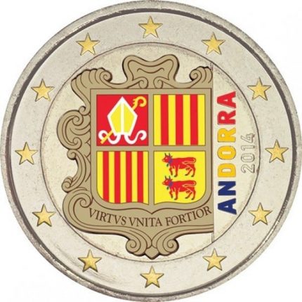 2 euron värillinen vuoden 2014 kolikko Andorra - tavallinen