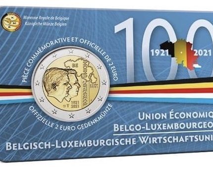 2 евро Бельгия 2021 - 100 лет Бельгийско-Люксембурскому экономическому союзу (FR)