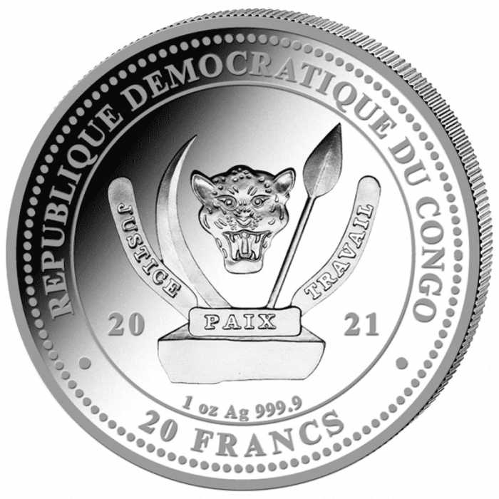 Moneda Plata 20 Francos Congo 2021 - Águila Calva - Imagen 2