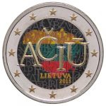Moneda de 2 euros coloreada de 2015 Lituania - idioma lituano