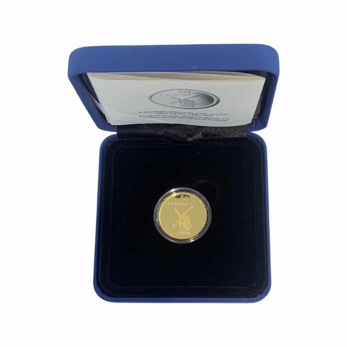 Moneda de oro de 50 coronas Estonia 2008 - 90 aniversario de la República de Estonia (Molino) - Imagen 2