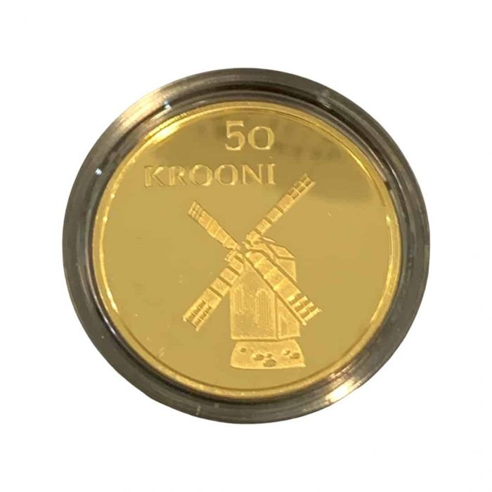 Moneda de oro de 50 coronas Estonia 2008 - 90 aniversario de la República de Estonia (Molino) - Imagen 1