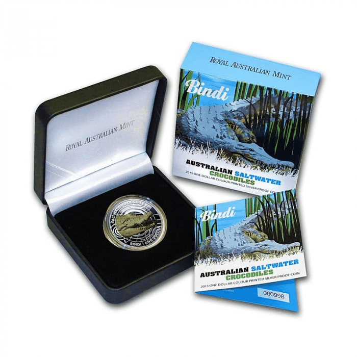 Hopea Australia 1 dollari 2013 - Värillinen kolikko Australian suolaisen veden krokotiili Bindi - Image 3