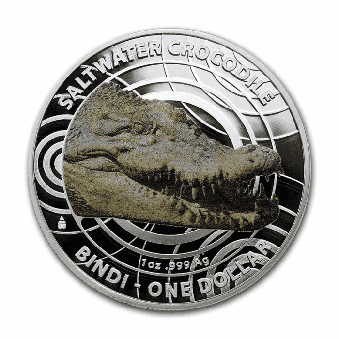 Hopea Australia 1 dollari 2013 - Värillinen kolikko Australian suolaisen veden krokotiili Bindi - Image 1
