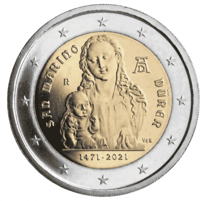 2 eurot 2021 San Marino - Albrecht Dureri (BU) 550. sünniaastapäev - Image 1