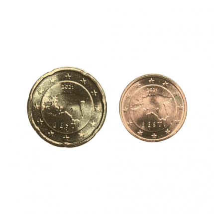 Serie di monete in euro Estonia 2021 - 20 e 2 centesimi