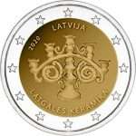 Moneda 2 euro coloreada Letonia 2020 - Latgale ceramics - Imagen 2