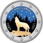 2 euro colored coin Estonia 2021 - National animal wolf