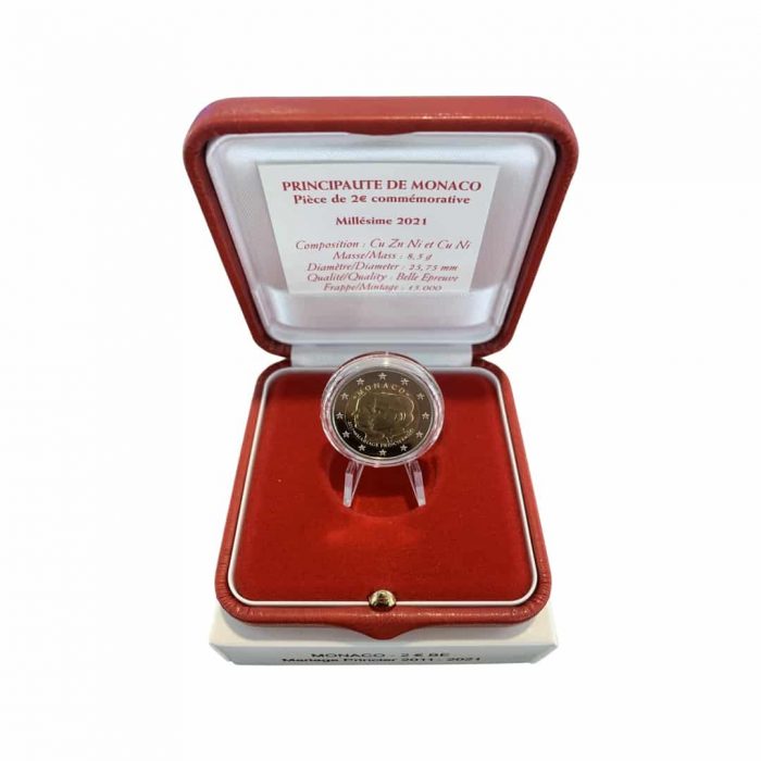 монако2021 2 euron Monaco 2021 - Prinssi Albertin ja Charlenen 10-vuotis hääpäivä (PROOF) - Image 3