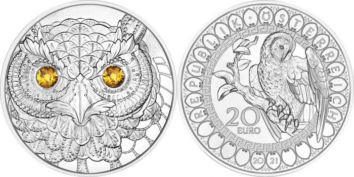 20-eurone hõbemünt Austria 2021 – maailma silmad "Euroopa – öökulli tarkus" - Image 3