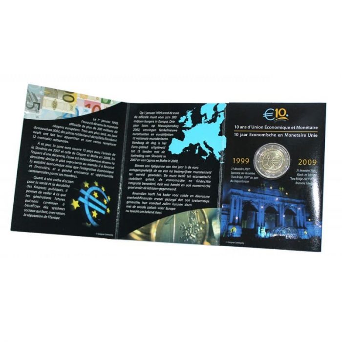 2 euros 2009 Bélgica - 10 años de la Unión Económica y Monetaria BU - Imagen 1