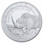 Серебряная монета 5 седи Гана 2021 — Гиганты Ледникового Периода: Шерстистый носорог