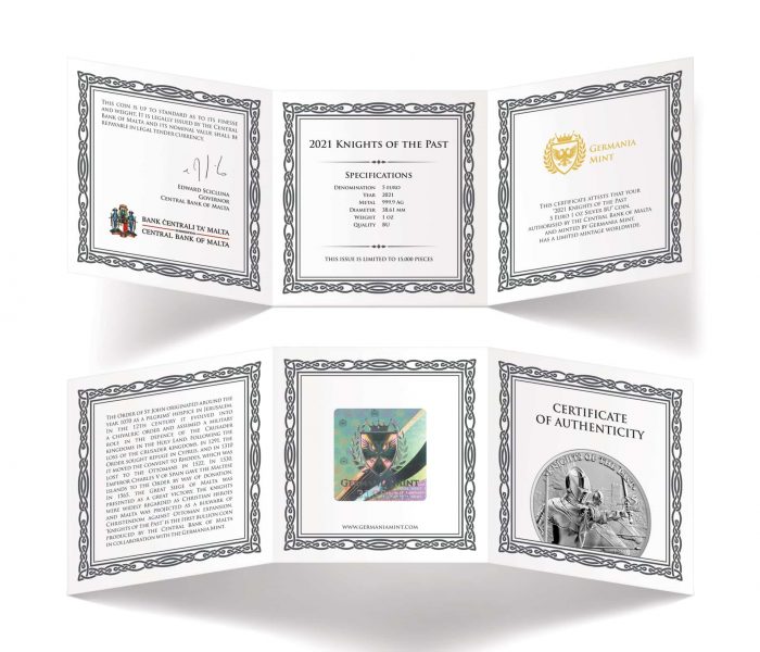 Moneda Plata 5 Euro Malta 2021 - Caballeros del Pasado - Imagen 3