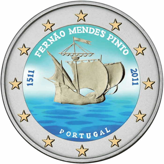Moneda de 2 euros de color Portugal 2011 - 500 Aniversario del Aniversario de Fernao Mendes Pinto - Imagen 1