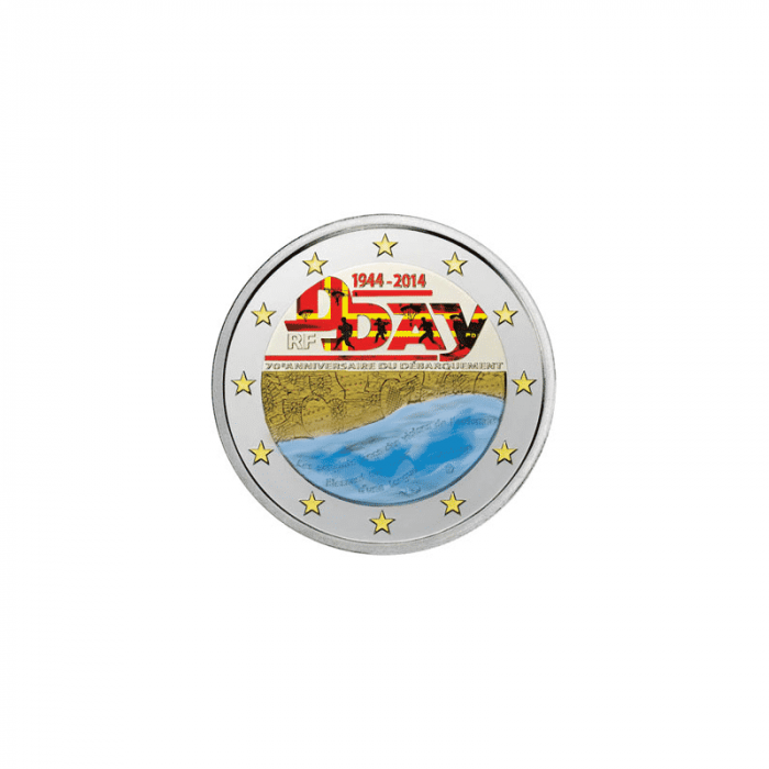 Франция 2014Ддэй Цветная монета 2 евро Франция 2014 - 70 лет высадки союзников в Нормандии (D-Day) — изображение 1