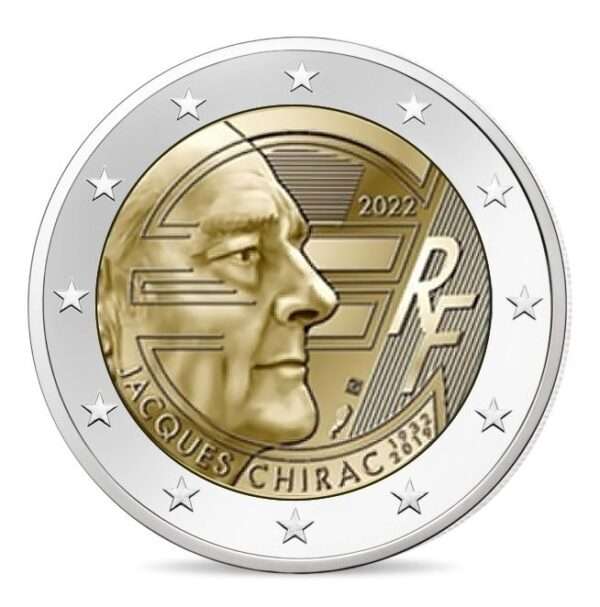 Piece 2€ Jacques Chirac 2022 Valeur 2 евро 2022 Франция — 90 лет со дня рождения Жака Ширака BU — Coin24