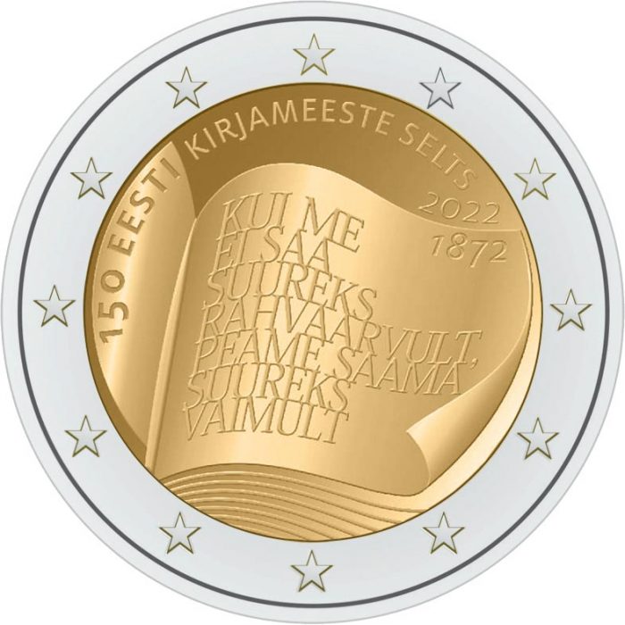 Kirjanik 2 eurot 2 eurot Eesti 2022 - Eesti Kirjanduse Seltsi 150. aastapäev - Image 1