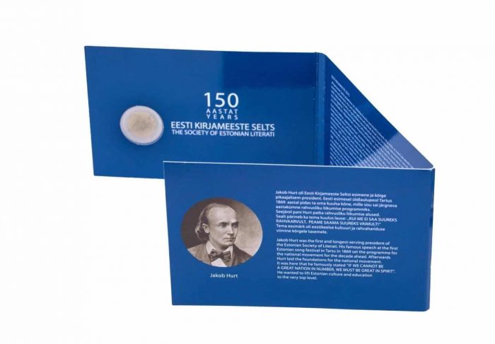 Kirjanike kaart 2 eurot Eesti 2022 - Eesti Kirjanduse Seltsi 150. aastapäev BU - Image 1