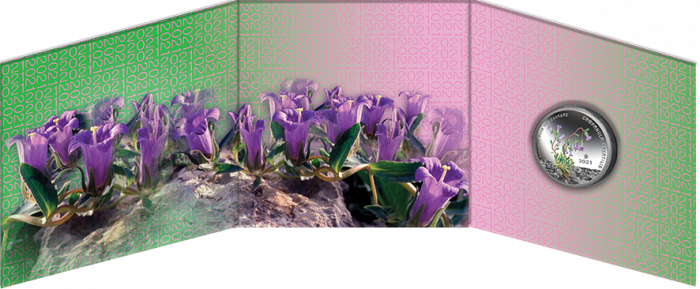 Moneta da 5 euro argento Grecia 2021 - Campanula Campanula saxatilis - immagine 3
