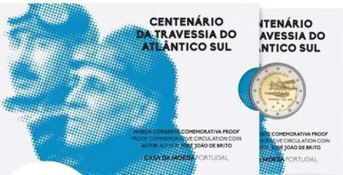2 euro 2022 Portogallo - 100° anniversario della prima traversata aerea del Sud Atlantico PROOF - immagine 1