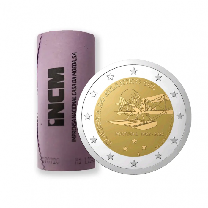 Rullaa 2 euroa 2022 Portugali - 100 vuotta ensimmäisestä Etelä-Atlantin lentomatkasta - Image 1