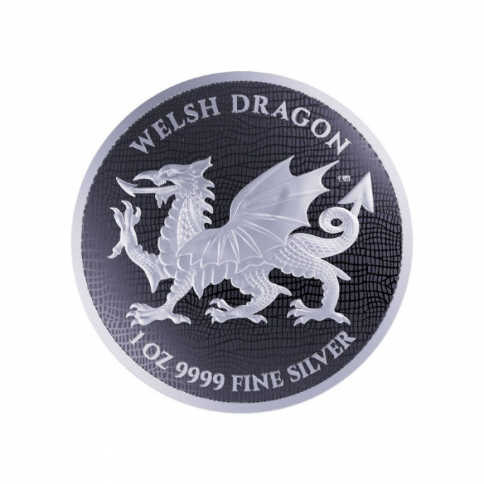 niue-2022-welsh-dragon-heraldic-series-ag9999-1oz-bu 1 2$ Moneta d'Argento Niue 2022 - Drago Gallese - immagine 1
