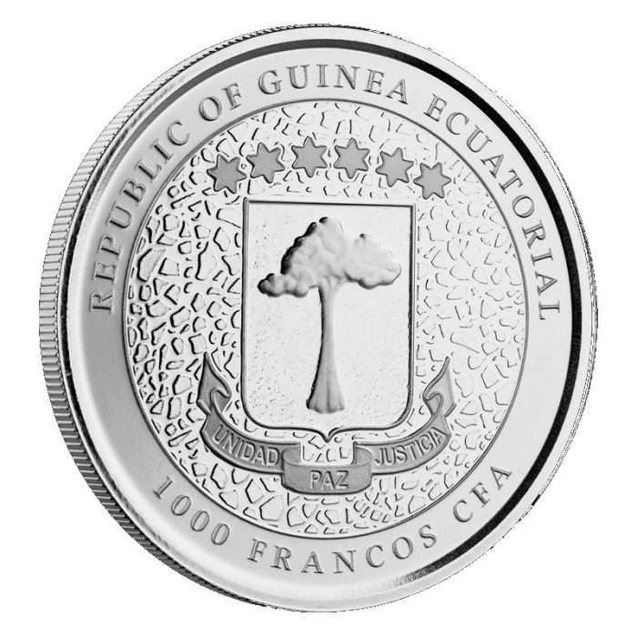 Hõbemünt 1000 franki Ekvatoriaal-Guinea 2021 – Kaelkirjak - Image 2