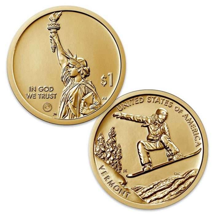 1 US dollar 2022 Vermont - Snowboarding - Image 1